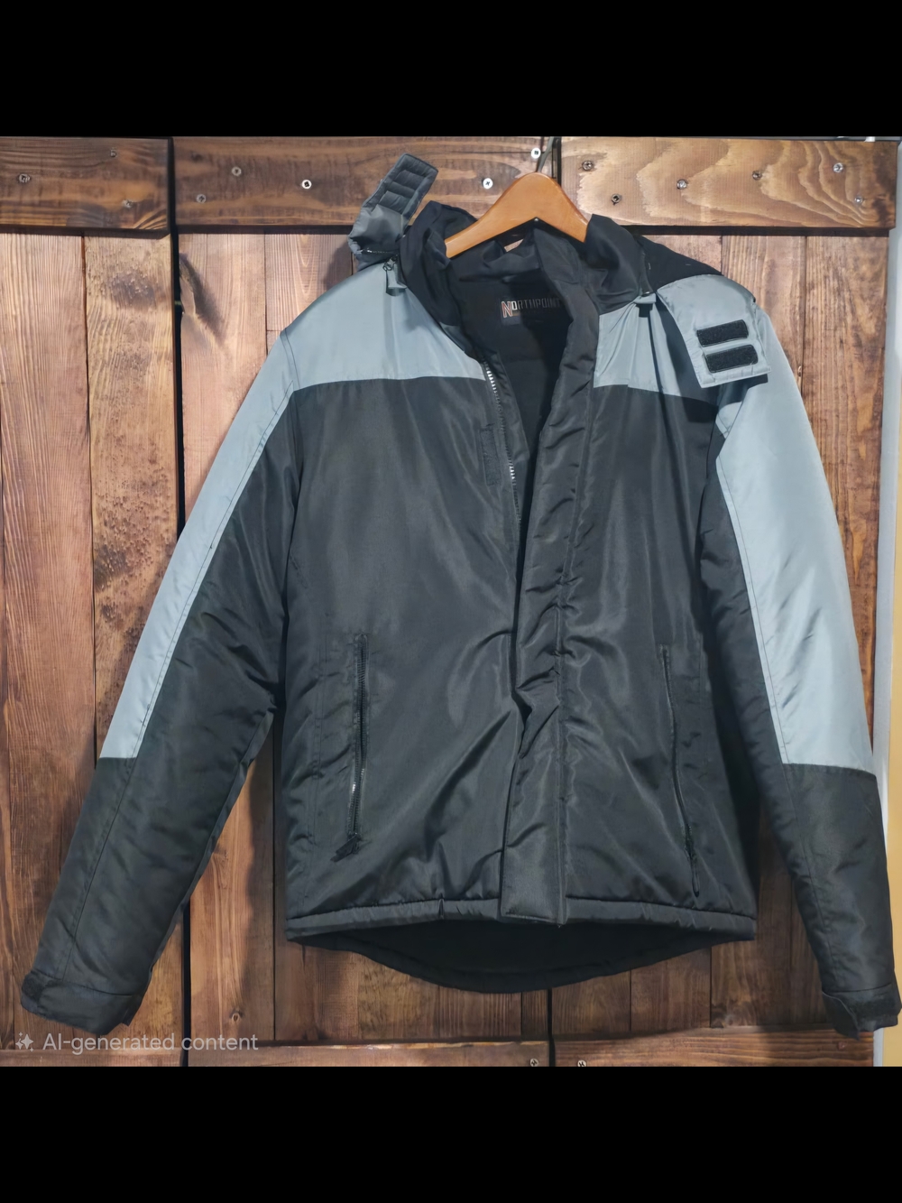 Men's Black and Light Gray Winter Puffer Jacket